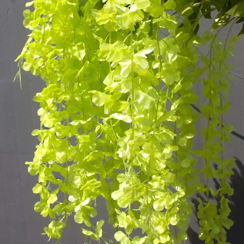 12 Pack Artificial Flowers Silk Wisteria Vine Ratta‎ Hanging Flower (Green)
